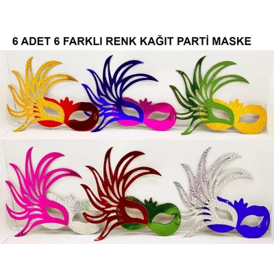 BUĞZ 639lı Renkli Balo Maskesi Seti | Karton  Lastikli (yetişkin-çocuk Uyumlu)