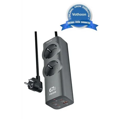 BUĞZ 67w Hızlı Şarjlı Akıllı Çoklu Priz – 2000w Güç, 2 Usb-c + 2 Usb-a Çıkışlı, Telefon & Laptop Uyumlu