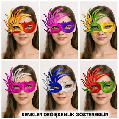 BUĞZ 6’lı Çift Renkli Venedik Karton Parti Maskesi Seti