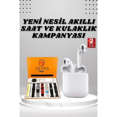  7 Kordonlu Akıllı Saat Ve 2.Nesil Kulaklık Yüksek Ses Kaliteli Uzun Pil Ömrü