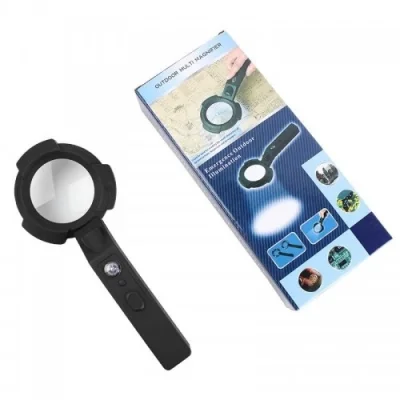BUĞZ 7 Led Aydınlatma,fener,pusula,4x Büyütme Okuma Büyüteç  Th600557 - BUĞZ