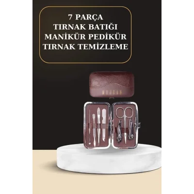 BUĞZ 7 Parça Manikür Pedikür Seti El Ayak Bakımı Çantalı Paslanmaz Çelik