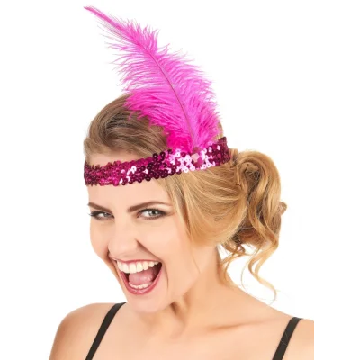 BUĞZ 70ler 80ler ve 90lar Temalı Fuşya Renk Çarliston Saç Bandı