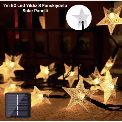 BUĞZ 7m 50 Led Yıldız 8 Fonksiyonlu Solar Panelli-gün Işığı