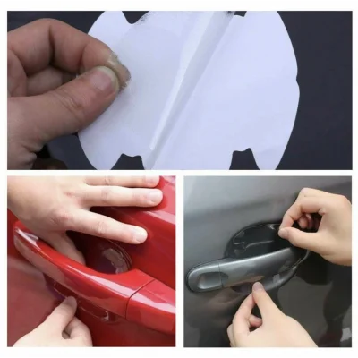 BUĞZ 8 Adet Araba Kapı Kolu Koruyucu Çizilme Önleyici Şeffaf Sticker Film Koruma Seti