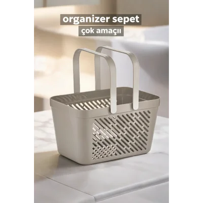BUĞZ 8li Gri Kulplu Sepet Mutfak Banyo Dolap Düzenleyici Organizer Seti