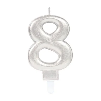 BUĞZ 8 Rakam Mum Gümüş Renk Bx40