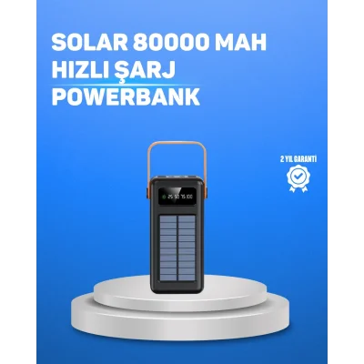 BUĞZ 80000 mAh Yüksek Kapasiteli Powerbank Göstergeli Solar Şarj Cihazı