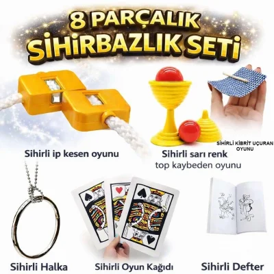 BUĞZ 8’li Sihirbazlık Seti (kibrit, Defter, Halka, Kupa, İp, 3’lü Kart)