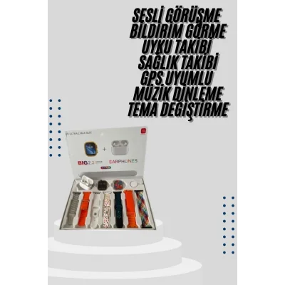 BUĞZ 9 Ultra Akıllı Saat 49mm 2inç Ekran 7 Kordonlu ve Bluetooth Kulaklık - BUĞZ