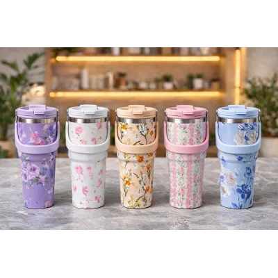 BUĞZ 900 Ml Taşıma Kulplu Paslanmaz Çelik Termos Mug - Vakumlu Isı Yalıtımlı Bardak Alk4630