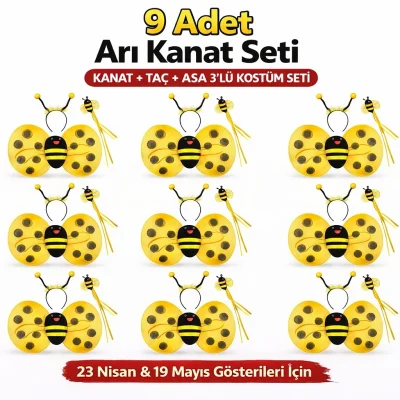 BUĞZ 9’lu Arı Kostüm Seti – Kanat Taç Asa