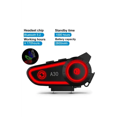 BUĞZ A30 Motosiklet Kask Kulaklık Intercom Işıklı 2 Eşleşme Özellikli