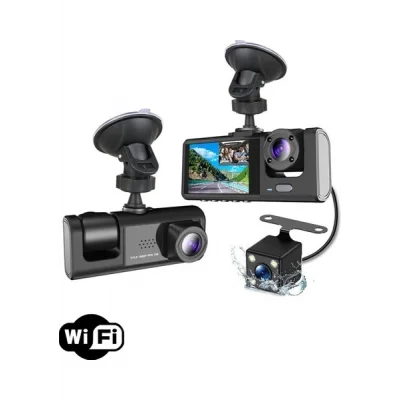 BUĞZ A98 Tipi WiFi Full HD 3 Kameralı Araç İçi Güvenlik Kamerası Gece Görüşlü G Sensörlü