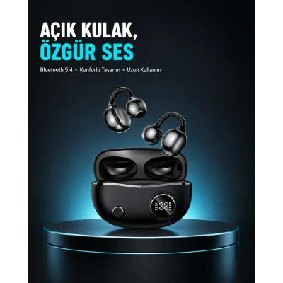 BUĞZ Açık Kulak Bluetooth Kulaklık 5.4 APTX Destekli Ergonomik Tasarım