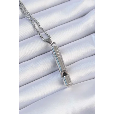 BUĞZ Acil Durum Düdüğü 316L Çelik Kararma Yapmaz Yüksek Desibel Kolye Unisex