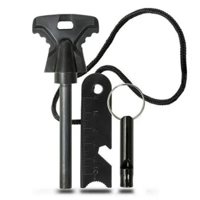 BUĞZ Acil Durum Magnezyum Çubuk Çakmaktaşı Hayatta Kalma Ateş Başlatıcı Çakmak Kiti Düdük Hediyel