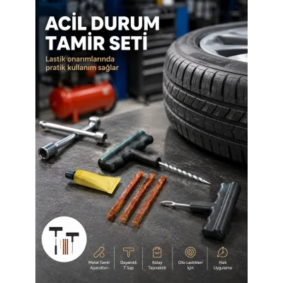 BUĞZ Acil Durumların Kurtarıcısı Çok Amaçlı Lastik Tamir Seti