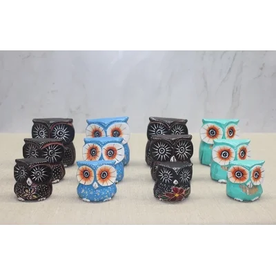 BUĞZ Ahşap 3lü Baykuş Seti 3sutama-10