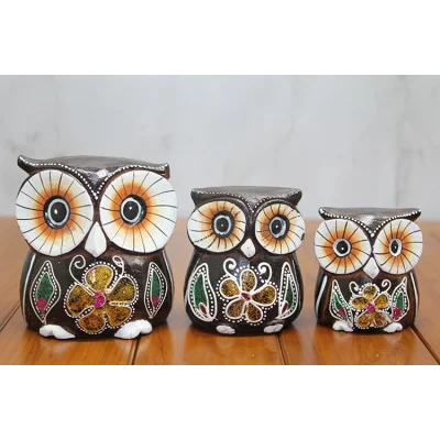 BUĞZ Ahşap 3lü Baykuş Seti Model 1