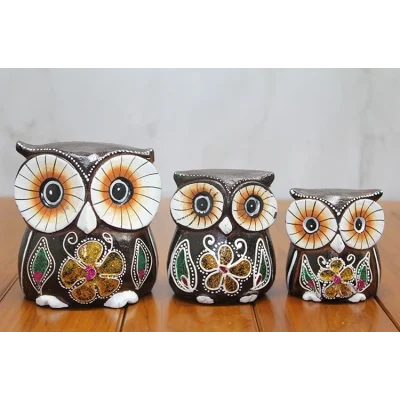 BUĞZ Ahşap 3lü Baykuş Seti Model 1