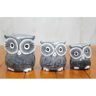 BUĞZ Ahşap 3lü Baykuş Seti Model 2