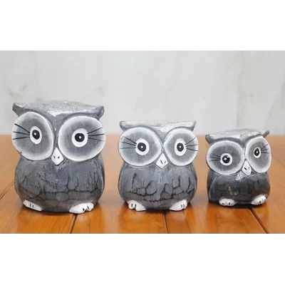 BUĞZ Ahşap 3lü Baykuş Seti Polos:2