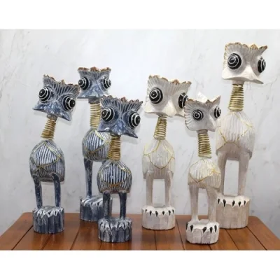  Ahşap 3lü Deve Kuşu Seti 60 Cm