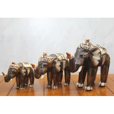 BUĞZ Ahşap 3lü Fil Seti Okas:12