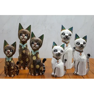 BUĞZ Ahşap 3lü Kedi Seti 30 Cm Okas:2