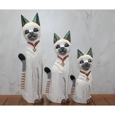  Ahşap 3lü Kedi Seti 50 Cm