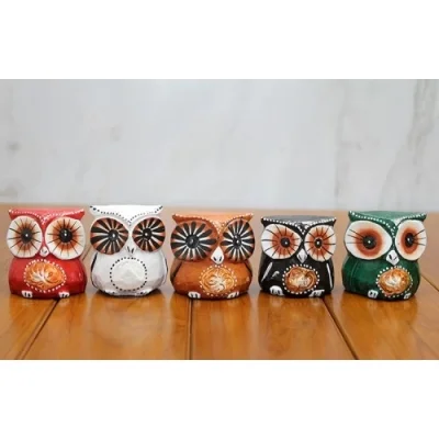  Ahşap 5li Baykuş Seti Model 3