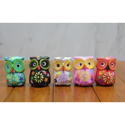 BUĞZ Ahşap 5li Baykuş Seti Polos:6