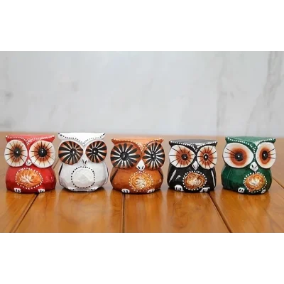 BUĞZ Ahşap 5li Baykuş Seti Polos:8