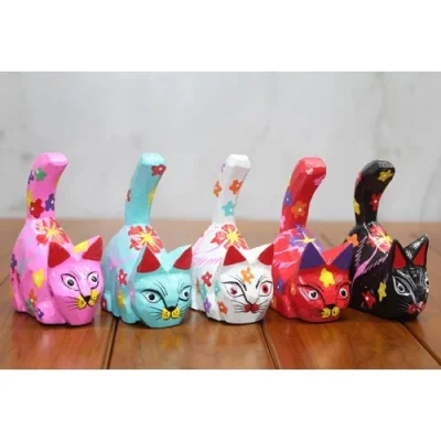  Ahşap 5li Kedi Seti Model 4