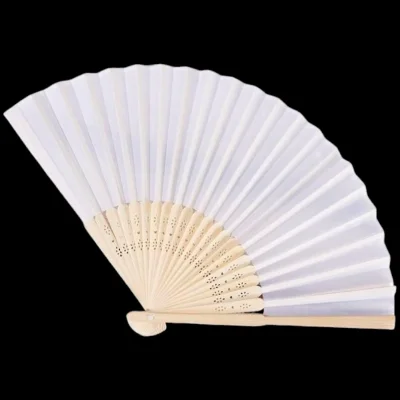 BUĞZ Ahşap Beyaz Kağıt Yelpaze