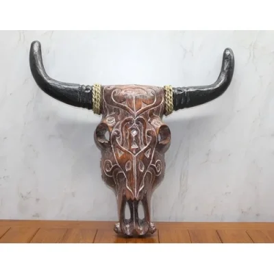  Ahşap Duvara Asmalı Bufalo Kafası