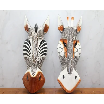 BUĞZ Ahşap Duvara Asmalı Maske Zebra