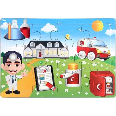  Ahşap Eğitici Puzzle 12 Parça - 1 Adet Stokta Olan Gönderilir