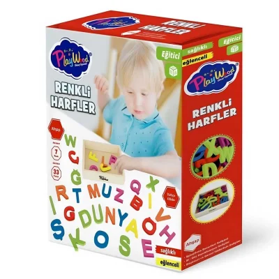  Ahşap Kasalı Renkli Harfler 33 Parça