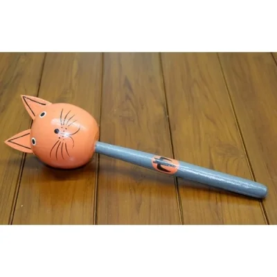  Ahşap Kedili Marakas Tekli Model 3