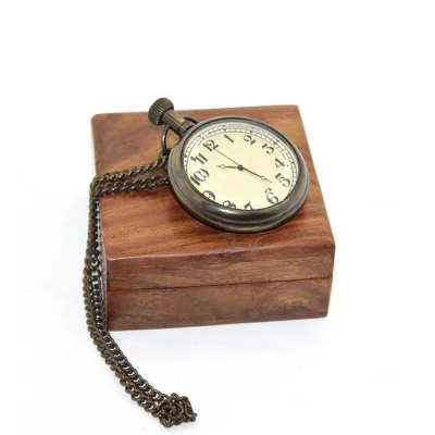 BUĞZ Ahşap Kutulu Pirinç Köstekli Saat Model 1