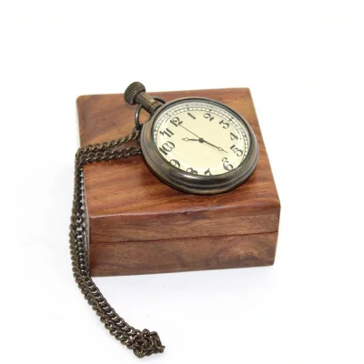 BUĞZ Ahşap Kutulu Pirinç Köstekli Saat Model 1