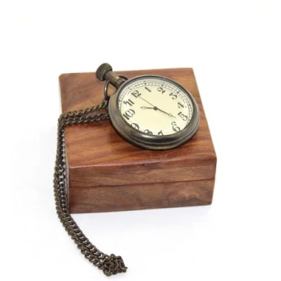  Ahşap Kutulu Pirinç Köstekli Saat Model 1