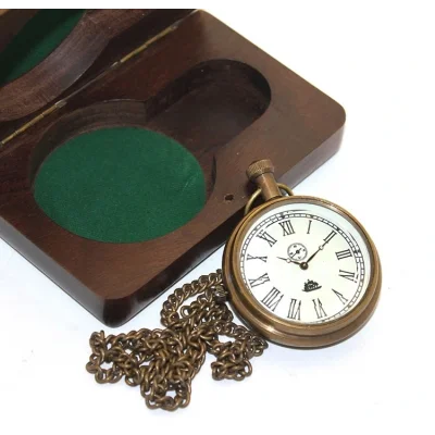 BUĞZ Ahşap Kutulu Pirinç Köstekli Saat Model 7