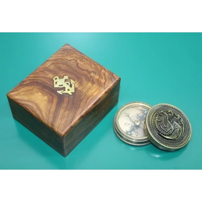 BUĞZ Ahşap Kutulu Pirinç Pusula 16223