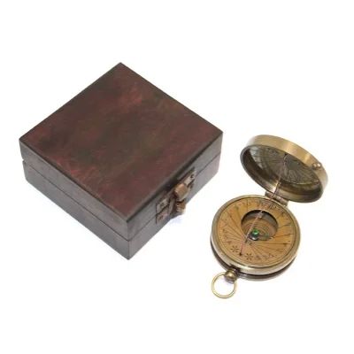 BUĞZ Ahşap Kutulu Pirinç Pusula Ksk123