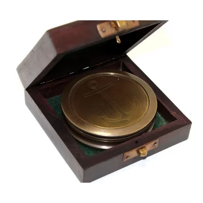 BUĞZ Ahşap Kutulu Pirinç Pusula Model 7