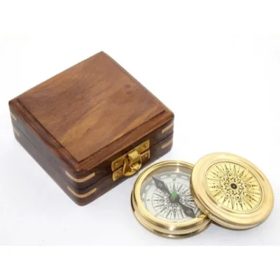  Ahşap Kutulu Pusula Model 2