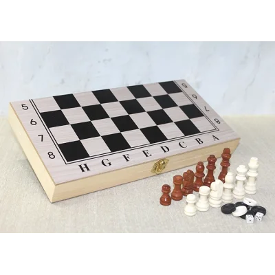 BUĞZ Ahşap Kutulu Satranç ve Tavla Seti - Model 2